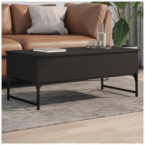 Lusso Casadino -  Tavolino Salotto Nero 100x50x40 Cm Legno Multistrato E Metallo - Foto 8