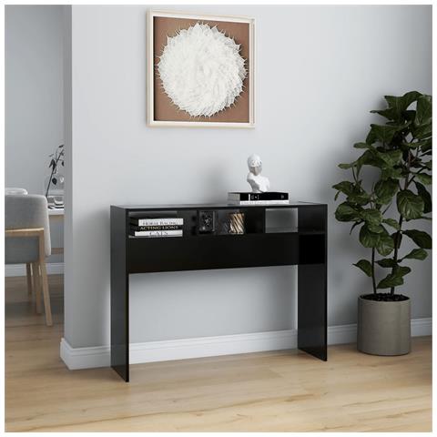 Lusso Casadino -  Tavolino Consolle Nero 105x30x80 Cm In Legno Multistrato - Foto 2