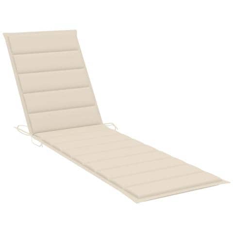 Sdraio 2 Pz Con Tavolo E Cuscino Crema Legno Massello Di Teak - Foto 8