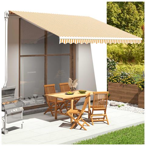 Tessuto Di Ricambio Per Tenda Da Sole Giallo E Bianco 4x3,5 M - Foto 6