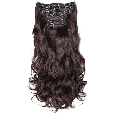 Extension Per Capelli Ricci Con 16 Clip, 6 Pezzi, Castano Scuro - Foto 1