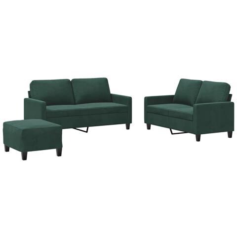 Set di Divani 3 pz con Cuscini Verde scuro in Velluto - Foto 1