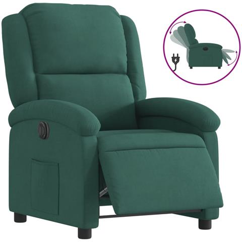 Poltrona Elettrica Reclinabile Verde Scuro in Vera Pelle - Foto 1