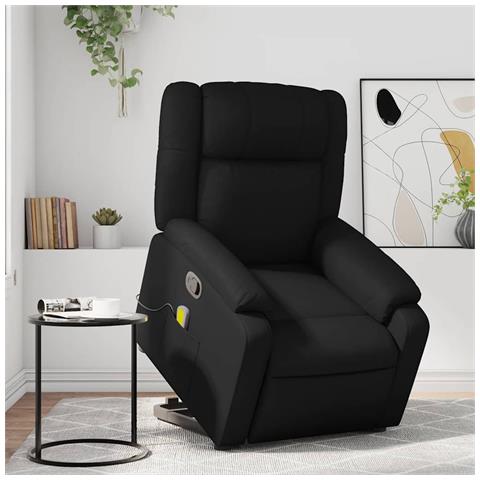 Poltrona Alzapersona Reclinabile Massaggio Nero Similpelle - Foto 2