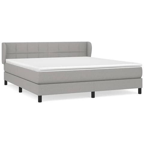 Giroletto a Molle con Materasso Grigio Chiaro180x200 cm Tessuto - Foto 1