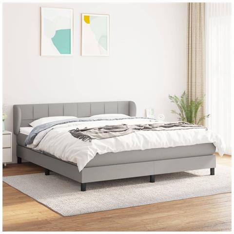 Giroletto a Molle con Materasso Grigio Chiaro180x200 cm Tessuto - Foto 2