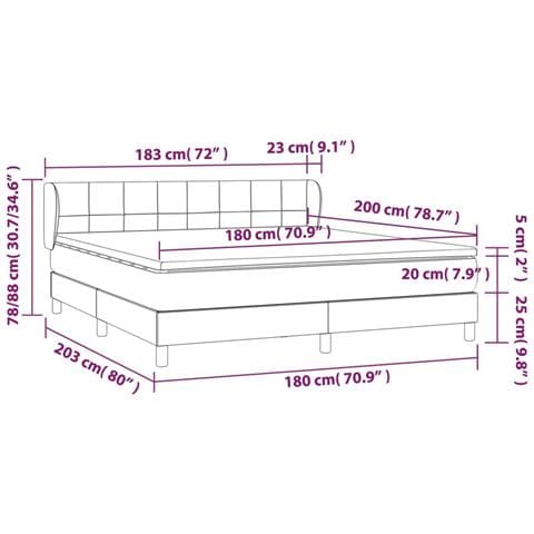 Giroletto a Molle con Materasso Grigio Chiaro180x200 cm Tessuto - Foto 7