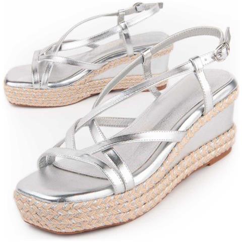 Sandali Con Zeppa Sparta Salia5 Argento Argento Materiale Sintetico - Foto 1