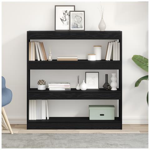 Libreria / Divisore per stanze Rovere Nero 100x30x103cm Legno ingegnerizzato - Foto 2