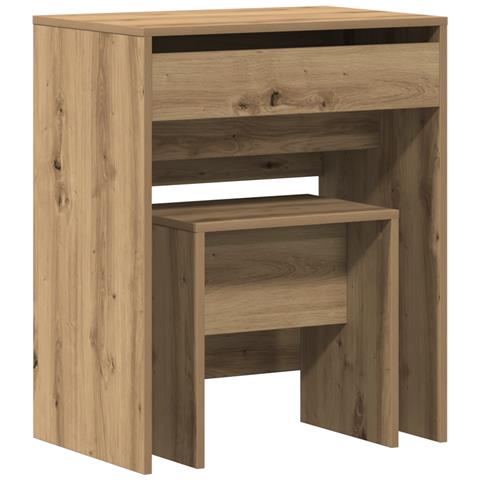 Toeletta con Specchio in Legno Ingegnerizzato Rovere Artigianale - Foto 1