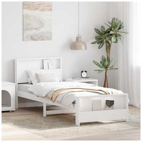 Struttura del letto Bianco 100 x 200 cm Legno di pino massiccio - Foto 2