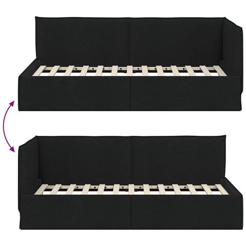 Cornice del letto ad angolo Nero 90 x 190 cm Tessuto - Foto 9