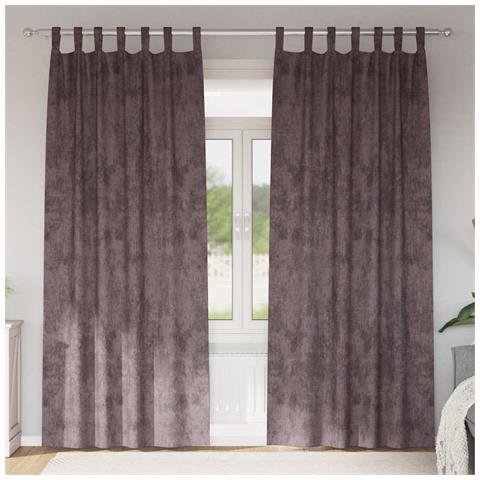 Tenda con tende 2 pcs Marrone 260 x 140 cm Velluto - Foto 2