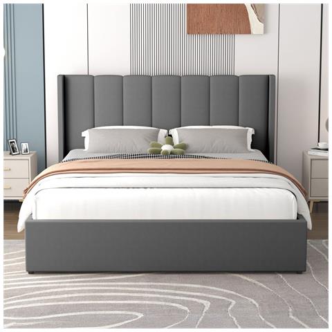 Arlington Letto Di Design Con Contenitore 160x200cm In Velluto Grigio - Foto 2