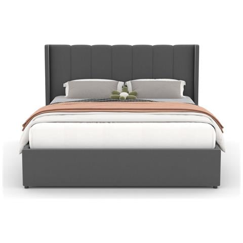 Arlington Letto Di Design Con Contenitore 160x200cm In Velluto Grigio - Foto 5