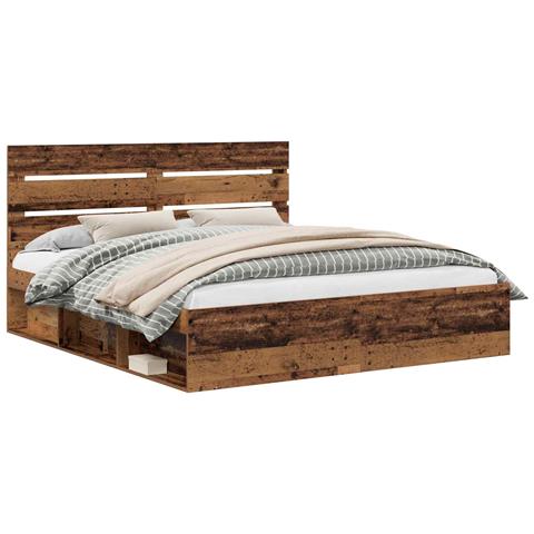 Struttura del letto Legno vecchio 200 x 200 cm Pino massello - Foto 1