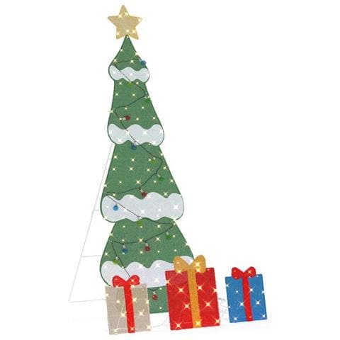 Albero di Natale Illuminato con 3 Scatole Regalo 2D Bianco Caldo - Foto 1