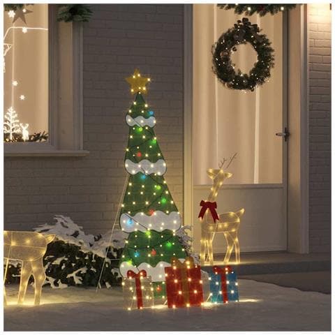Albero di Natale Illuminato con 3 Scatole Regalo 2D Bianco Caldo - Foto 2