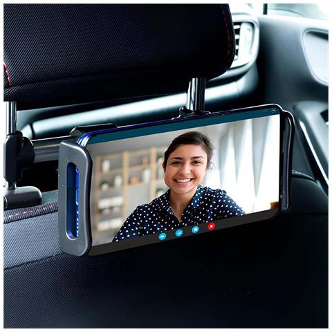 Supporto Per Poggiatesta Auto Per Smartphone /tablet Regolabile Da 12 A 21 Cm, Nero - Foto 5