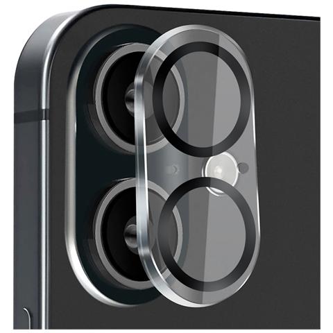 Vetro Temperato Fotocamera Per Iphone 16 / 16 Plus Lens Shield Ultra Resistente, Nero Trasparente - Foto 1