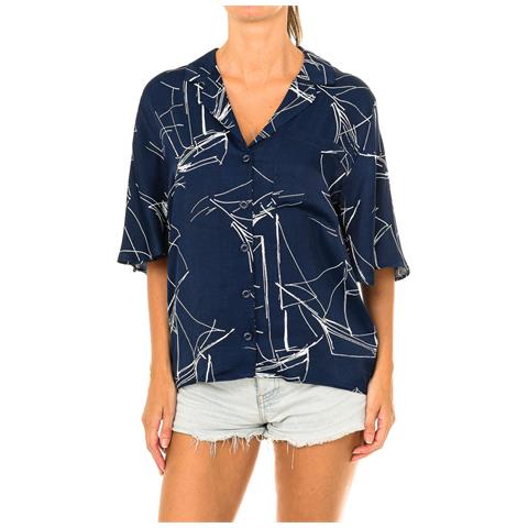 Blusa Da Donna A Maniche Corte Con Collo A Revers W4010021a - Foto 1