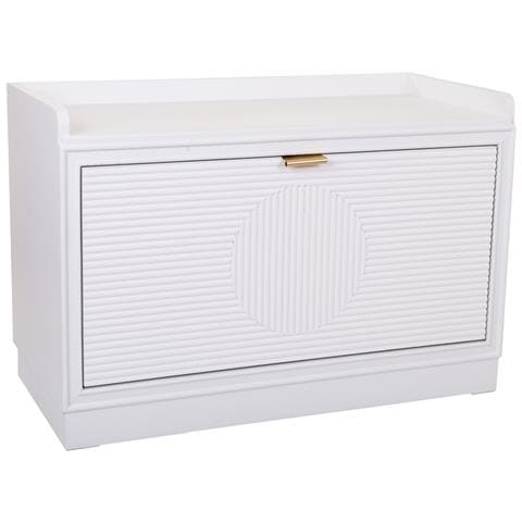 Sgabello Scarpiera In Legno Bianco 80x38x53h - Foto 1