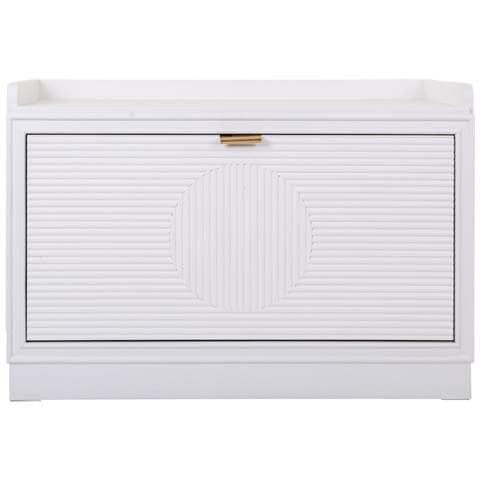 Sgabello Scarpiera In Legno Bianco 80x38x53h - Foto 2
