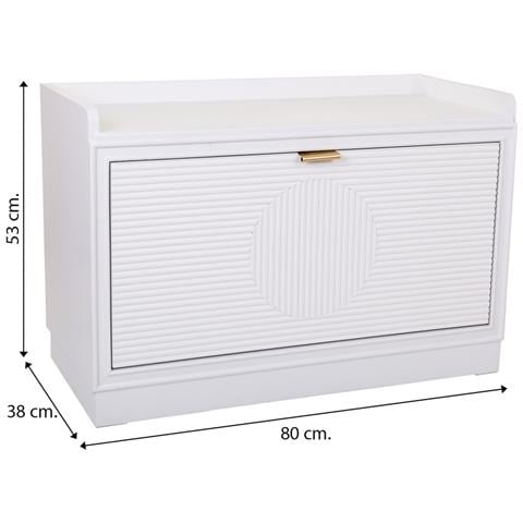Sgabello Scarpiera In Legno Bianco 80x38x53h - Foto 7