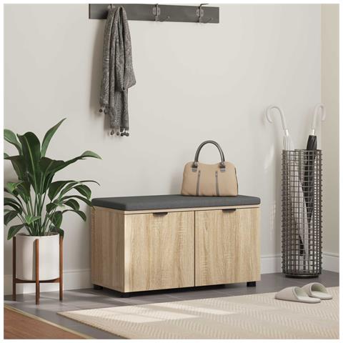 Panca per ingresso con cuscino Rovere Sonoma 80 x 38 x 46 cm - Foto 2
