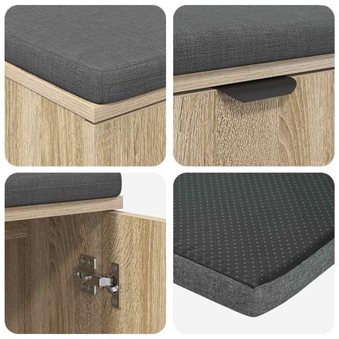 Panca per ingresso con cuscino Rovere Sonoma 80 x 38 x 46 cm - Foto 9
