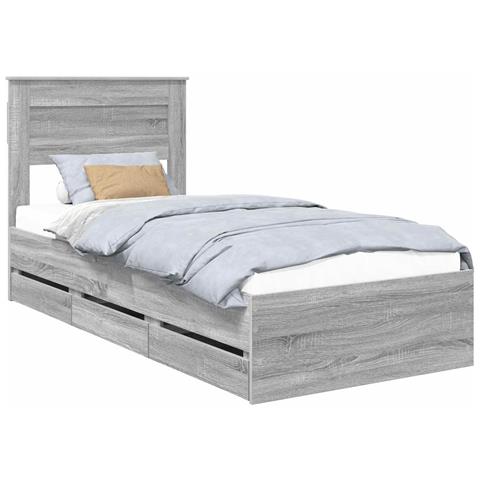 Struttura del letto con cassetto Grigio Sonoma 75 x 190 cm - Foto 1