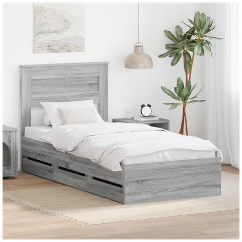 Struttura del letto con cassetto Grigio Sonoma 75 x 190 cm - Foto 2