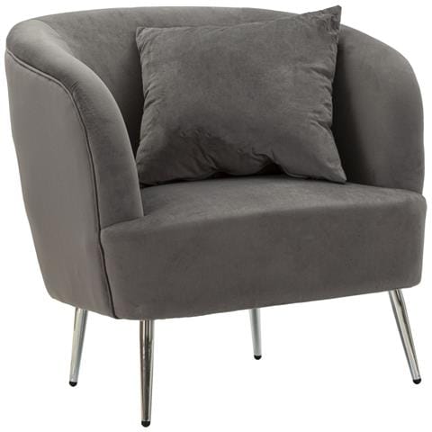 Poltrona Silvery Con Cuscino In Tessuto Grigio E Gambe Argento 73x66x78 Cm - Foto 1