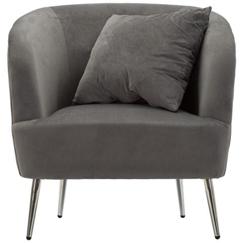 Poltrona Silvery Con Cuscino In Tessuto Grigio E Gambe Argento 73x66x78 Cm - Foto 2
