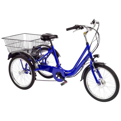 Bici E-bike A Tre Ruote Misura 24 Cambio 6v E-tr24 Motore E Batteria Ansmann 250w 36v 11.4ah Tricilcletta In Alluminio - 47 Blu - Foto 1