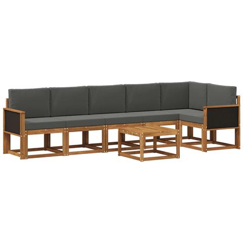 Set di divani da esterno 7 pcs Naturale e Antracite Poliestere - Foto 1