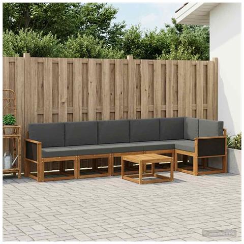 Set di divani da esterno 7 pcs Naturale e Antracite Poliestere - Foto 2