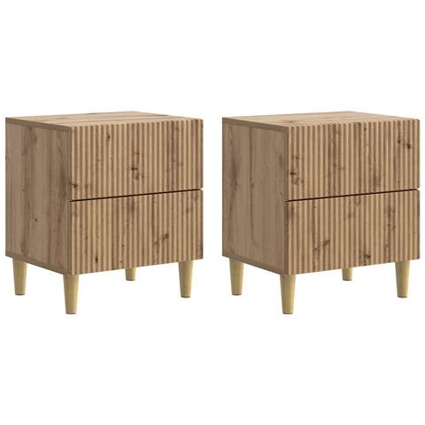 Armadio da Notte 2 pcs Rovere Artigianale 43 x 34,5 x 48 cm - Foto 1