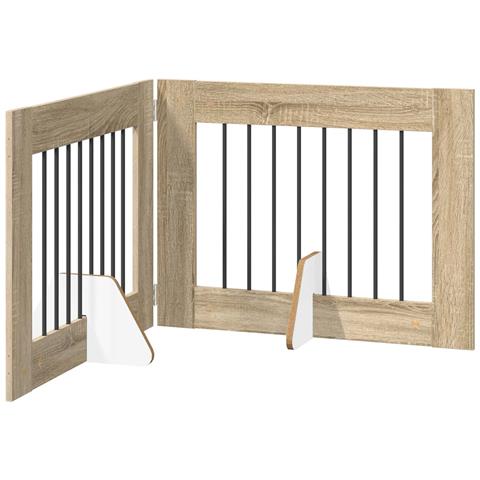 Cancello per cani pieghevole con supporti 2 pcs Rovere Sonoma - Foto 1