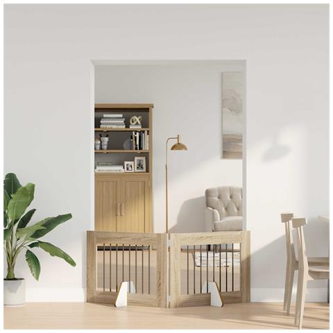 Cancello per cani pieghevole con supporti 2 pcs Rovere Sonoma - Foto 2