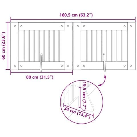 Cancello per cani pieghevole con supporti 2 pcs Rovere Sonoma - Foto 9