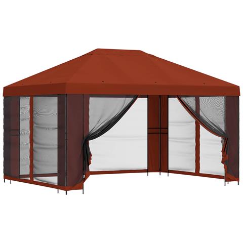 Gazebo con pareti laterali 4 × 3 m Terracotta - Foto 1
