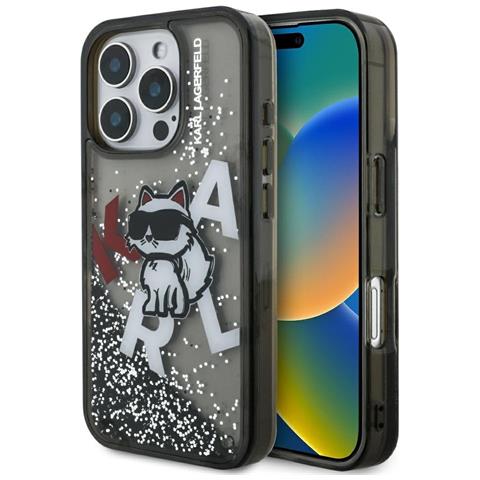 Custodia Nera Per Iphone 16 Pro Con Glitter Karl Lagerfeld - Foto 2