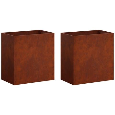 Vaso da giardino 2 pz Ruggine 50 x 30 x 50 cm Acciaio Corten - Foto 1