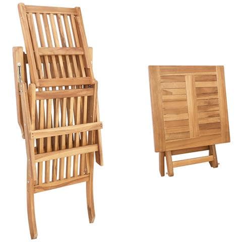 Sedia a sdraio pieghevole con tavolo 2 pcs Naturale - Foto 2