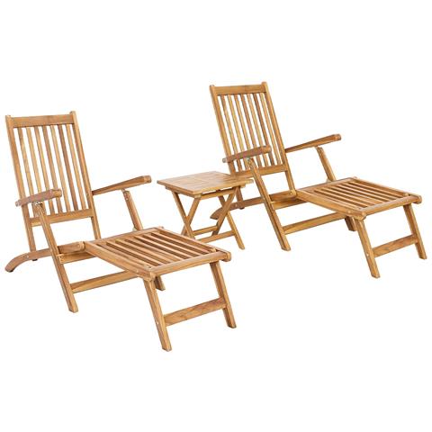 Sedia a sdraio pieghevole con tavolo 2 pcs Naturale - Foto 1