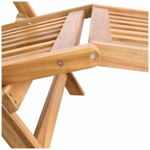 Sedia a sdraio pieghevole con tavolo 2 pcs Naturale - Foto 10