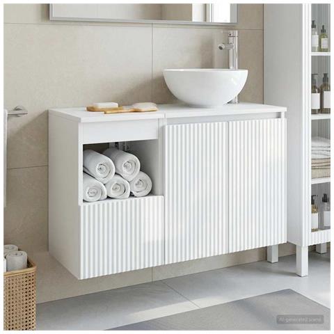 Set di mobili per il bagno 2 pz Bianco Lucido - Foto 2