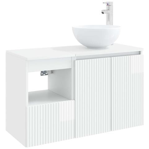 Set di mobili per il bagno 2 pz Bianco Lucido - Foto 1
