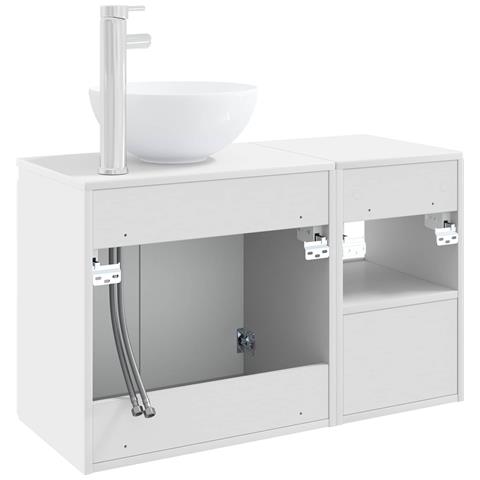 Set di mobili per il bagno 2 pz Bianco Lucido - Foto 10